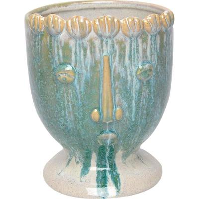 Viso Cachepô 9X8X8Cm Cerâmica Azul