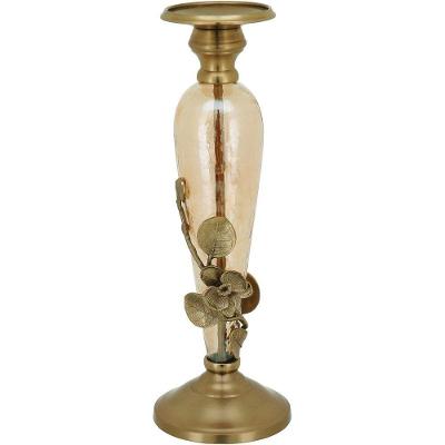 Sanctur Castiçal 36X12X12Cm Metal Dourado Lustrado