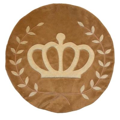 Tapete Pelúcia Coroa Ramos 90Cm X 90Cm Quarto Infantil Base Emborrachado - Caramelo