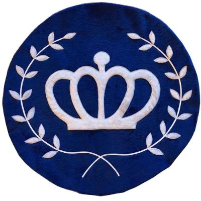 Tapete Pelúcia Coroa Ramos 90Cm X 90Cm Quarto Infantil Base Emborrachado - Azul Royal