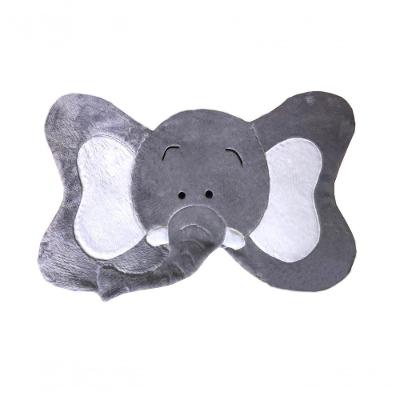 Tapete Pelúcia Elefante 1,05m X 75cm Decorativo Quarto Infantil Base Emborrachado - Cinza Com Branco