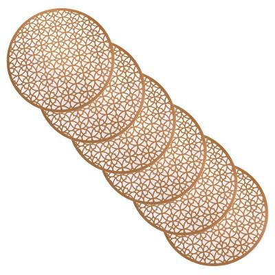 Kit 6 Jogo Americano Redondo De Plástico Circulos Rosê 38 Cm - D'rossi