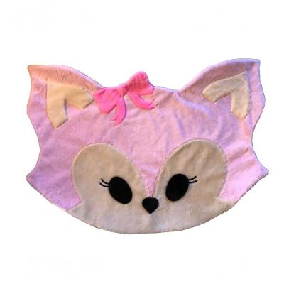 Tapete Pelúcia Raposa 1,10M X 75Cm Decorativo Quarto Infantil Base Emborrachado - Rosa