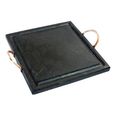 Grelha De Pedra Sabão Quadrada 25x25 Cm + 2 Cumbucas Com Suporte De Madeira