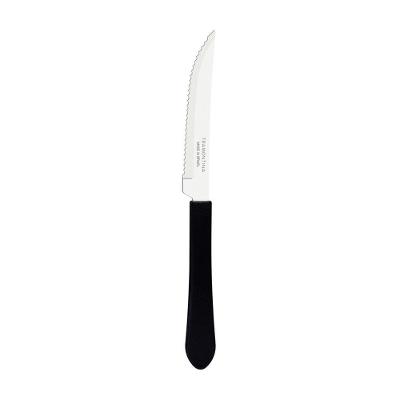 Kit - 12 Facas Para Churrasco Leme Com Lâmina Em Aço Inox 4 Pol Cabo Preto Fpbag - Tramontina
