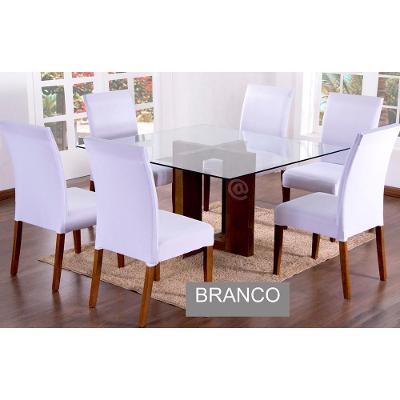 Capas Para Cadeiras De Jantar 08 Peças Em Malha Gel Lisa - Branco