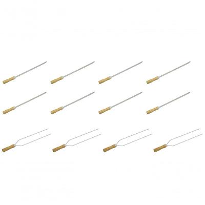 8 Mini Espeto Simples 4 Duplo Churrasco 39 Cm Churrasquinho