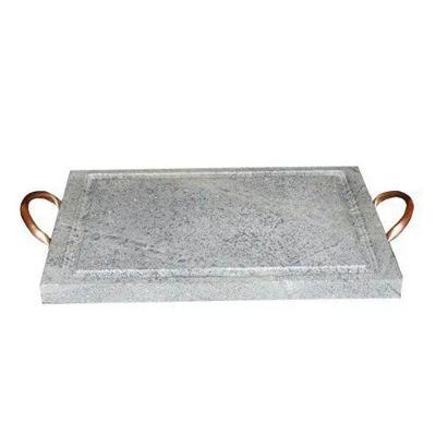 Grelha Retangular Pedra Sabão com Alça de Cobre 20x30 Cm