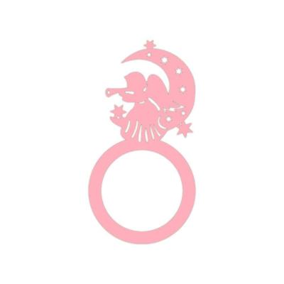 Porta Guardanapo Anjo De Natal Kit Com 4 Peças 4,5cmx8,5cm - Cria Arte Laser Rosa Claro