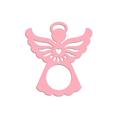 Porta Guardanapo Anjinho Kit Com 4 Peças 7cmx8cm - Cria Arte Laser Rosa Claro