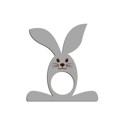 Porta Guardanapo Coelho Com Carinha 9cmx9,8cm Kit 4 Peças - Cria Arte Laser Cinza