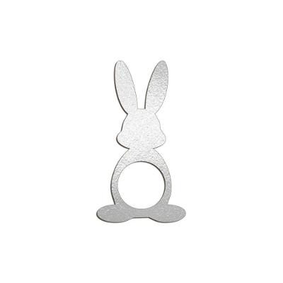 Porta Guardanapo Coelho Frente Kit 4 Peças 5,5cmx10cm- Cria Arte Laser Prata