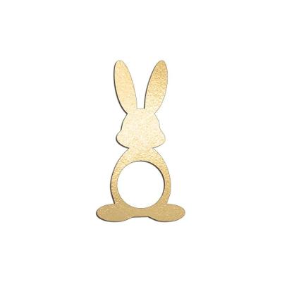 Porta Guardanapo Coelho Frente Kit 4 Peças 5,5cmx10cm- Cria Arte Laser Dourado