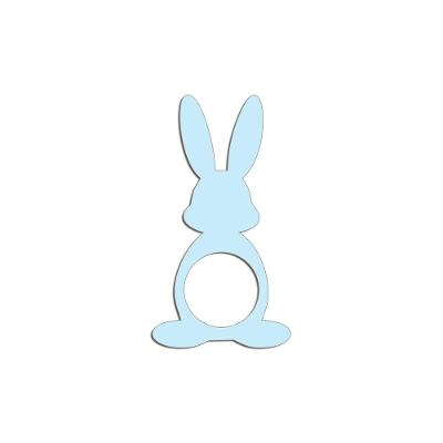 Porta Guardanapo Coelho Frente Kit 4 Peças 5,5cmx10cm- Cria Arte Laser Azul Claro