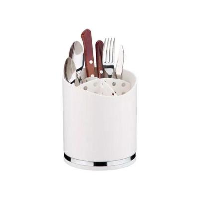 Porta Utensílios Em Plástico Eleganza 13X15Cm Future Branco E Cromado