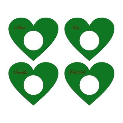Porta Guardanapo Coração Desejos Kit 4 Peças 7,5cmx6,5cm - Cria Arte Laser Verde