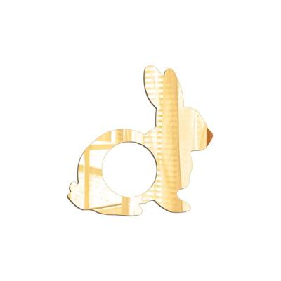 Porta Guardanapo Espelhado Coelho Kit 4 Peças 8cmx8cm - Cria Arte Laser Dourado