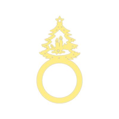 Porta Guardanapo árvore De Natal Kit Com 4 Peças 4,5cmx8,5cm - Cria Arte Laser Amarelo