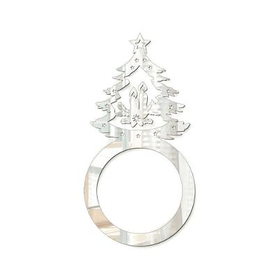 Porta Guardanapo árvore De Natal Espelhada Kit Com 4 Peças 4,5cmx8,5cm - Cria Arte Laser Prata