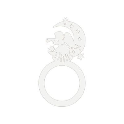 Porta Guardanapo Anjo De Natal Kit Com 4 Peças 4,5cmx8,5cm - Cria Arte Laser Branco
