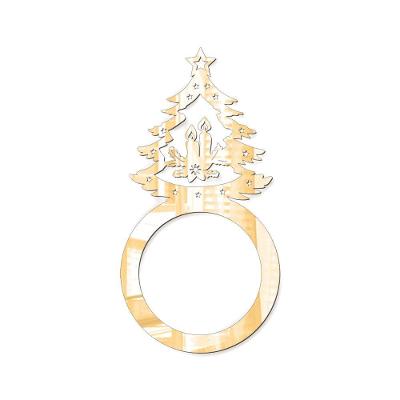 Porta Guardanapo árvore De Natal Kit Com 4 Peças 4,5cmx8,5cm - Cria Arte Laser Dourado