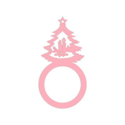Porta Guardanapo árvore De Natal Kit Com 4 Peças 4,5cmx8,5cm - Cria Arte Laser Rosa Claro