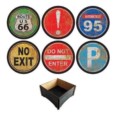 Kit 6 Bolachas Porta Copos Redondos Placas De Trânsito