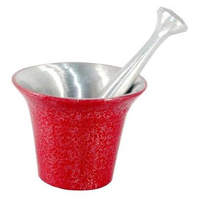 Almofariz Craqueado Socador De Alho Grande Vermelho