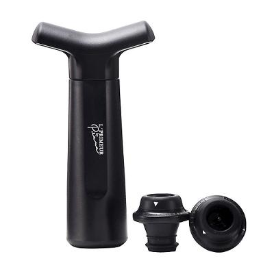 Kit Bomba Vácuo Vinho Hermética Adega Preto L'primeur Prana