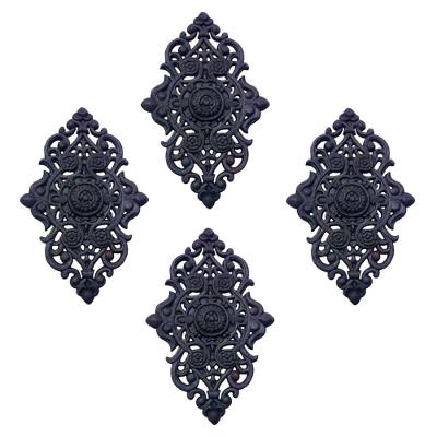 Kit 4 Florões Grande Ornamento De Ferro Decoração 57X38Cm