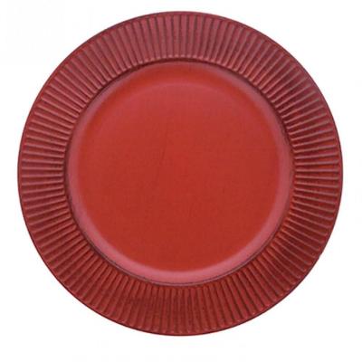 Kit Com 8 Sousplat Listras Vermelho 33 Cm - Mimo Style