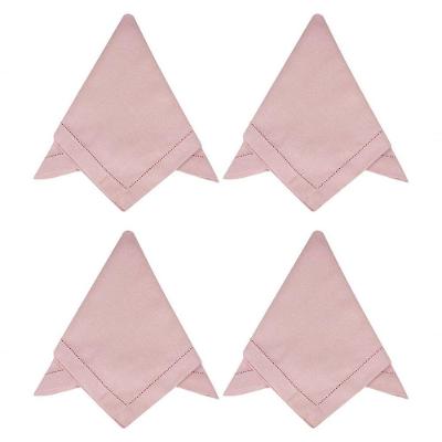 Kit 4 Guardanapos Tecido Ponto Ajour 40X40Cm Rosa Chá 4 Pç