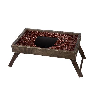 Mesa De Madeira Para Café Com Estampa Grãos