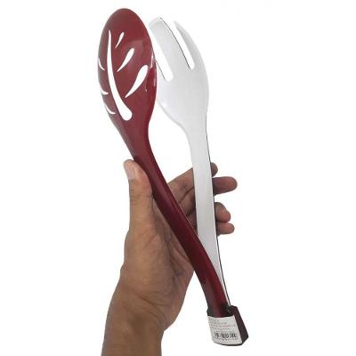 Pegador Para Salada Plastico Garfo Colher Marrom (Sili-10)