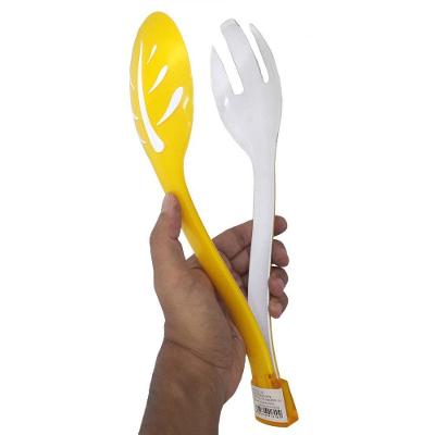 Pegador Para Salada Plastico Garfo Colher Amarelo (Sili-10)