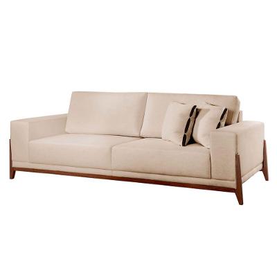 Sofá Fixo Magnus 3 Lugares Luxo 210cm Castellar Móbile Bege Claro