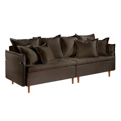 Sofá Fixo Atlas 3 Lugares Luxo 180cm Castellar Móbile Chumbo