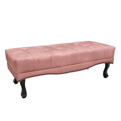Recamier Decorativo 140cm Loewe Veludo Pés De Madeira Rosa