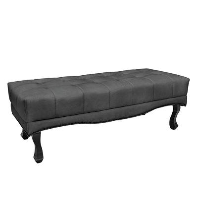 Recamier Decorativo 90cm Loewe Suede Pés De Madeira Cinza