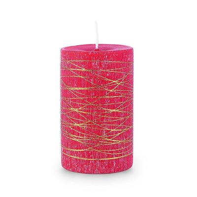 Vela Artesanal Fios 6x8cm Detalhe Original Vermelho