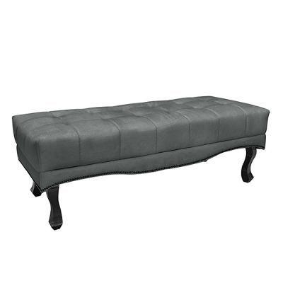 Recamier Decorativo 140cm Loewe Veludo Pés De Madeira Cinza