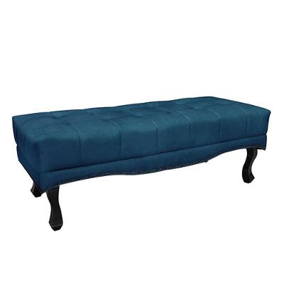 Recamier 140cm Loewe Veludo Pés De Madeira Azul Marinho
