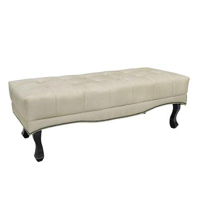 Recamier Decorativo 140cm Loewe Veludo Pés De Madeira Bege