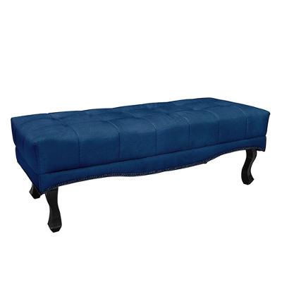 Recamier Decorativo 90cm Loewe Pés De Madeira Azul Marinho