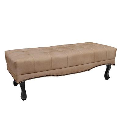Recamier Decorativo 140cm Loewe Suede Pés De Madeira Bege