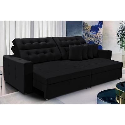 Sofá Texas 3.00m Retrátil E Reclinável - Preto
