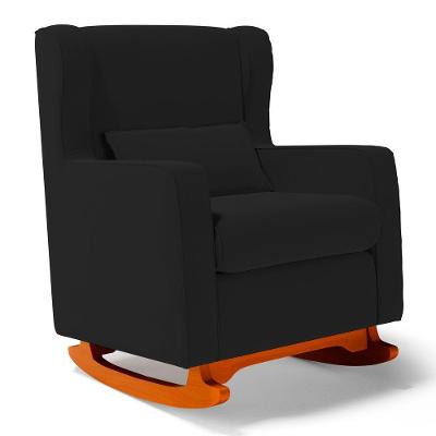 Poltrona De Amamentação E Descanso Zoe Com Base Balanço Suede Preto - Desk Design