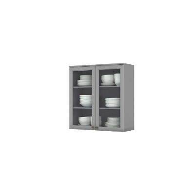 Armário Aéreo De Cozinha 80 Cm 2 Portas Com Vidro Amy Casa 812 Cinza