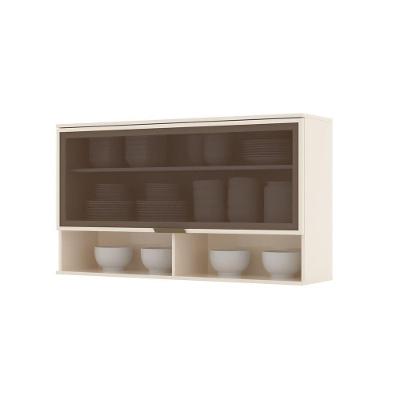 Armário Aéreo De Cozinha 120 Cm 1 Porta Basculante Com Vidro Connect Henn Off White