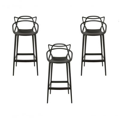 Kit C|3 Banqueta Média Masters Allegra - 66 Cm - Preto